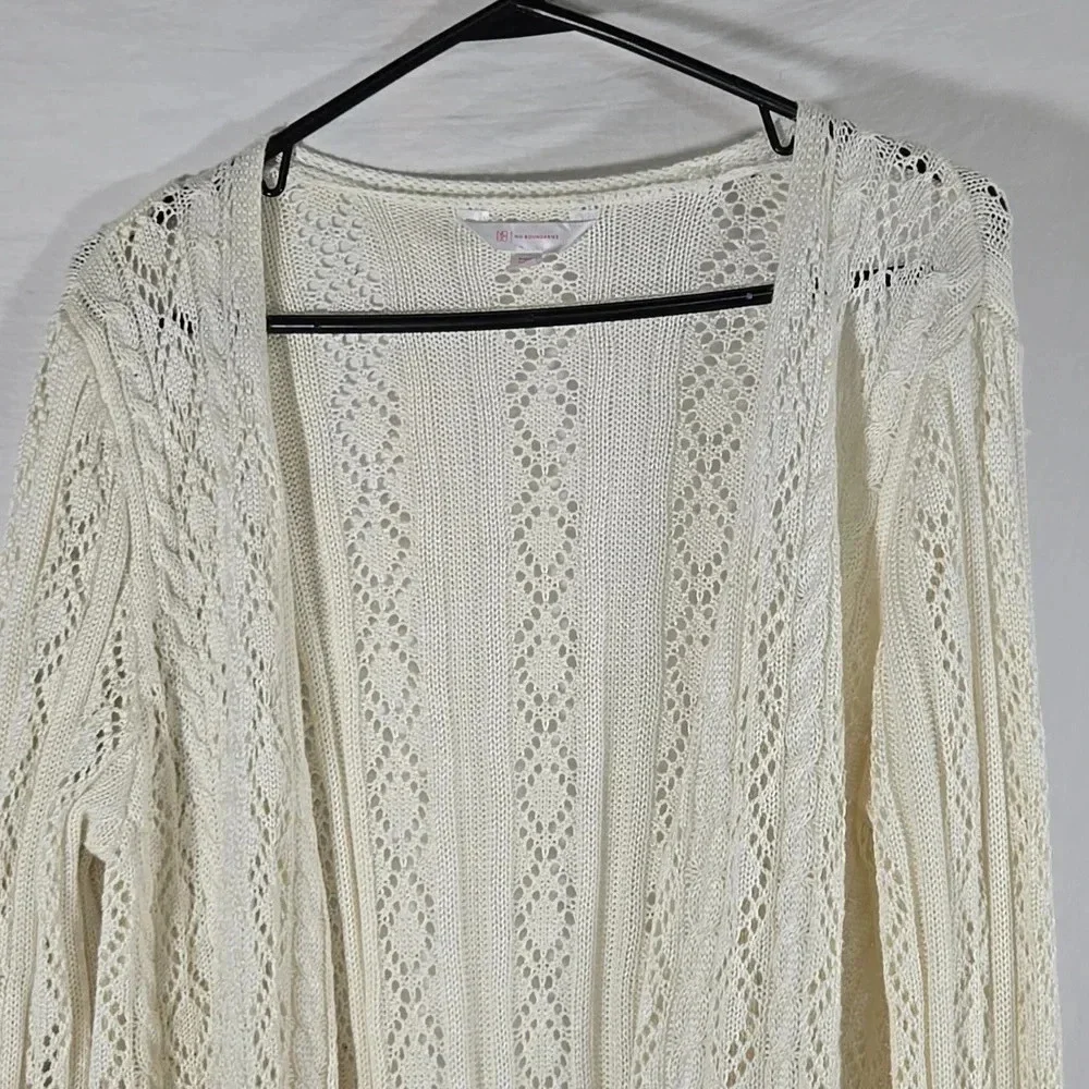 No Boundaries Crochet Bohemian Cream Long Cardigan Size XXXL - Picture 2 of 7